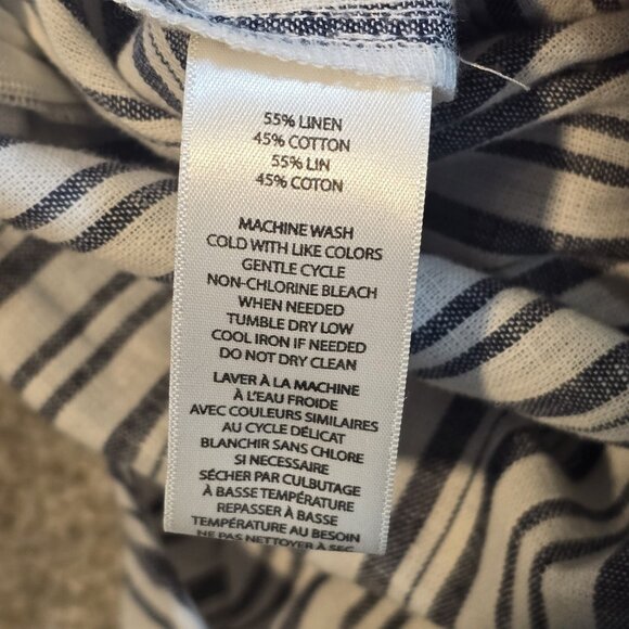 BeachLunchLounge Striped Tie Waist Linen Cotton Jumpsuit Women's Size Medium - Picture 16 of 16